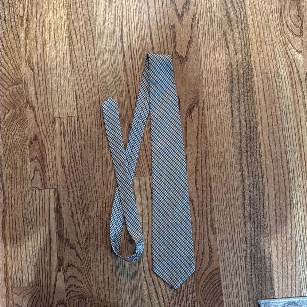Blue, yellow, white pattern tie by Ralph Lauren